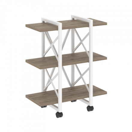 Loft Стеллаж на колесных опорах-3 полки VR.L-MST.K-3.4V Тиквуд тёмный/Белый металл 800*400*968