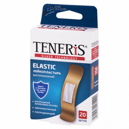 Набор пластырей 20 шт. TENERIS ELASTIC, эластичный, на тканевой основе, бактерицидный с ионами серебра, коробка с европодвесом, 0208-029 Набор пластырей 20 шт. TENERIS ELASTIC, эластичный, на тканевой основе, бактерицидный с ионами серебра, коробка с европодвесом, 0208-029