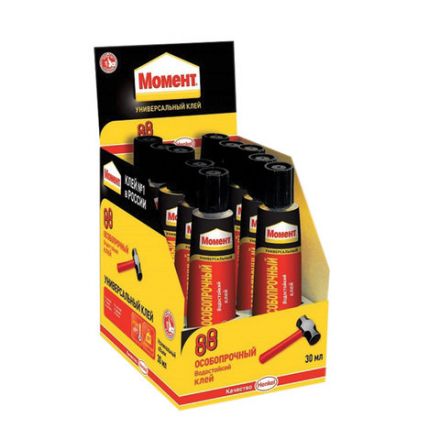 Клей универсальный МОМЕНТ-88, 30 мл, особопрочный, в шоу-боксе, 1139012 Клей универсальный МОМЕНТ-88, 30 мл, особопрочный, в шоу-боксе, 1139012