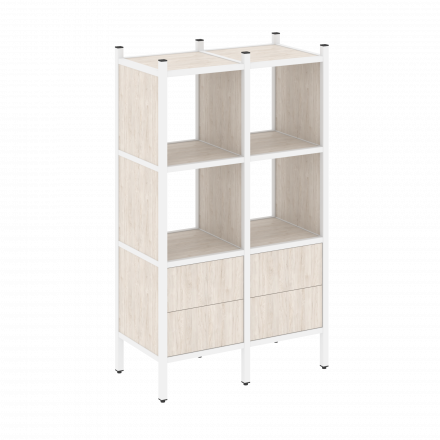 Loft Прямой стеллаж наборный VR.L-03 Денвер светлый/Белый металл 862*446*1458
