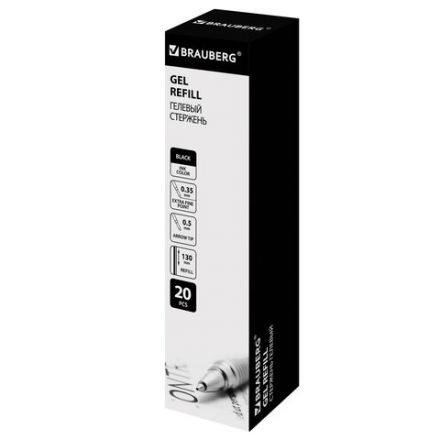 Стержень гелевый BRAUBERG 130 мм, ЧЕРНЫЙ, узел 0,5 мм, линия письма 0,35 мм, 170167 Стержень гелевый BRAUBERG 130 мм, ЧЕРНЫЙ, узел 0,5 мм, линия письма 0,35 мм, 170167