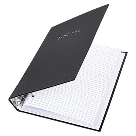 Тетрадь на кольцах А5 175х215 мм, 120 л., твердый картон, клетка, BRAUBERG "Minimal black", 404713