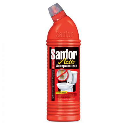 Средство для туалета Sanfor "Activ. Антиржавчина", гель, 750мл Средство для туалета Sanfor "Activ. Антиржавчина", гель, 750мл