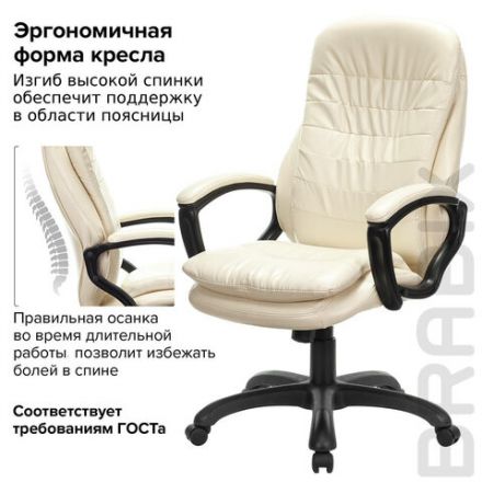 Кресло офисное BRABIX PREMIUM "Omega EX-589", экокожа, бежевое, 532095 Кресло офисное BRABIX PREMIUM "Omega EX-589", экокожа, бежевое, 532095