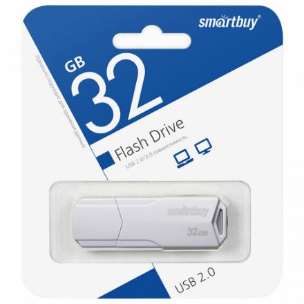 Флеш-диск 32 GB SMARTBUY Clue, USB 2.0, белый, SB32GBCLU-W Флеш-диск 32 GB SMARTBUY Clue, USB 2.0, белый, SB32GBCLU-W