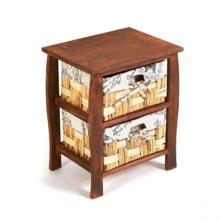 Тумба с 2 ящиками Secret De Maison BEL 2 ( mod. PE-10 ), дерево павловния, мдф, 39x30x46.5см, Brown (коричневый) ткань №HX21