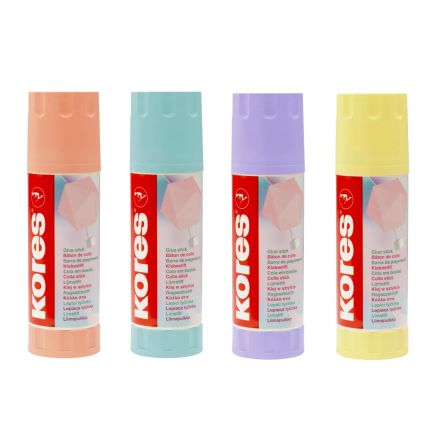Клей-карандаш 40г Kores Pastel ассорти:розовый, желтый, фиолетовый ,мятный