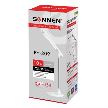Настольная лампа / светильник SONNEN PH-309, на подставке, LED, 10 Вт, металлический корпус, белый, 236689 Настольная лампа / светильник SONNEN PH-309, на подставке, LED, 10 Вт, металлический корпус, белый, 236689