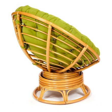 Кресло-качалка Папасан/Papasan (W 23/01 B) /с подушкой/ 115х78х104см, медовый, флок олива, 23