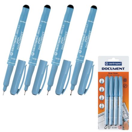 Ручки капиллярные (линеры) ЧЕРНЫЕ CENTROPEN "Document" НАБОР 4 шт., линия 0,1/0,3/0,5/0,7 мм, 2631/4, 2 2631 0404 Ручки капиллярные (линеры) ЧЕРНЫЕ CENTROPEN "Document" НАБОР 4 шт., линия 0,1/0,3/0,5/0,7 мм, 2631/4, 2 2631 0404