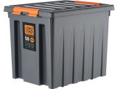 Ящик 500х390х390 мм с крышкой и клипсами, на роликах, PRO, антрацит Ящик 500х390х390 мм с крышкой и клипсами, на роликах, PRO, антрацит