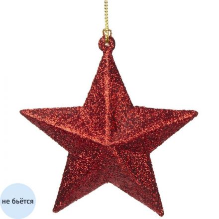 Украшение новогоднее подвесное Звезда в красном 3,5х9х10см 89097 Украшение новогоднее подвесное Звезда в красном 3,5х9х10см 89097