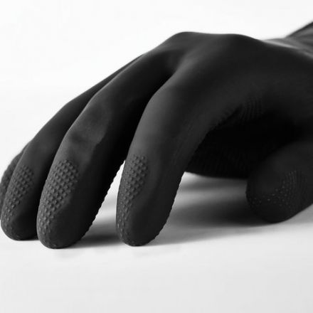 Перчатки латексные MANIPULA "КЩС-1", двухслойные, размер 9, L (большой), черные, L-U-03/CG-942