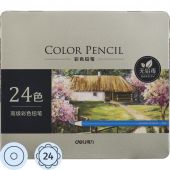 Карандаши цветные Deli липа 24 цв/наб мет.кор. 6565 Карандаши цветные Deli липа 24 цв/наб мет.кор. 6565