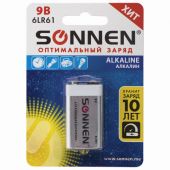 Батарейка SONNEN Alkaline, Крона (6LR61, 6LF22, 1604A), алкалиновая, 1 шт., блистер, 451092 Батарейка SONNEN Alkaline, Крона (6LR61, 6LF22, 1604A), алкалиновая, 1 шт., блистер, 451092