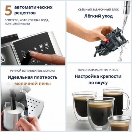 Кофемашина DELONGHI Magnifica Start ECAM220.30.SB, 1450 Вт, объем 1,8 л, ручной капучинатор, серебристо-черная Кофемашина DELONGHI Magnifica Start ECAM220.30.SB, 1450 Вт, объем 1,8 л, ручной капучинатор, серебристо-черная