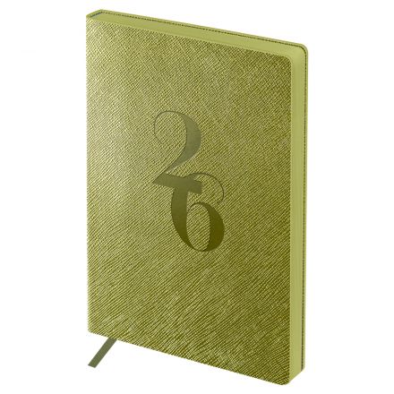 Ежедневник датированный 2026г., А6+, 176л., мягкий переплет, кожзам, BG "Shine. Olive", светло-зеленый, цветной срез