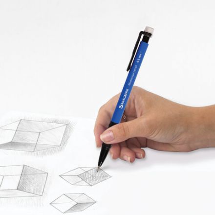 Карандаш механический 0,5 мм, BRAUBERG "Comfort", ластик, резиновый грип, корпус синий, 180283 Карандаш механический 0,5 мм, BRAUBERG "Comfort", ластик, резиновый грип, корпус синий, 180283