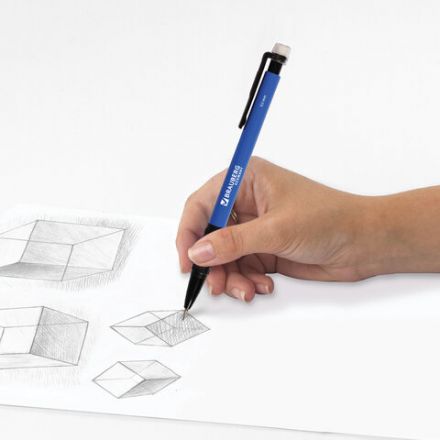 Карандаш механический 0,5 мм, BRAUBERG "Comfort", ластик, резиновый грип, корпус синий, 180283 Карандаш механический 0,5 мм, BRAUBERG "Comfort", ластик, резиновый грип, корпус синий, 180283