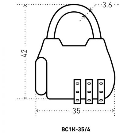 Замок навесной кодовый_УЗК АЛЛЮР ВС1К-35/4 (HA806) CP серебро d=4мм Замок навесной кодовый_УЗК АЛЛЮР ВС1К-35/4 (HA806) CP серебро d=4мм