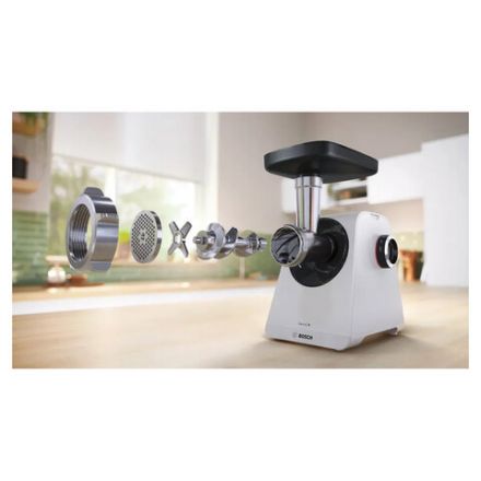 Мясорубка BOSCH MFWS420W, мощность 1900 Вт, производительность 2,5 кг/мин, металлический шнек, реверс Мясорубка BOSCH MFWS420W, мощность 1900 Вт, производительность 2,5 кг/мин, металлический шнек, реверс