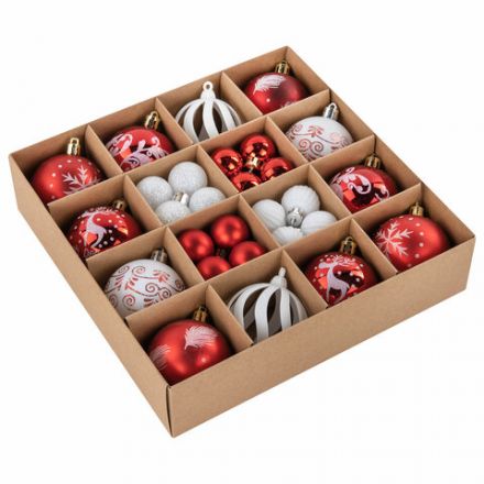 Шары ёлочные НАБОР 44 шт., 6 см/3 см,"Red&White", красные/белые, пластик, ЗОЛОТАЯ СКАЗКА, 592166 Шары ёлочные НАБОР 44 шт., 6 см/3 см,"Red&White", красные/белые, пластик, ЗОЛОТАЯ СКАЗКА, 592166