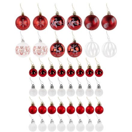 Шары ёлочные НАБОР 44 шт., 6 см/3 см,"Red&White", красные/белые, пластик, ЗОЛОТАЯ СКАЗКА, 592166 Шары ёлочные НАБОР 44 шт., 6 см/3 см,"Red&White", красные/белые, пластик, ЗОЛОТАЯ СКАЗКА, 592166