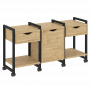 Loft Тумба на колесных опорах наборная. Вариант №6 VR.L-TN-6.K Тиквуд светлый/Чёрный металл 1440*460*767