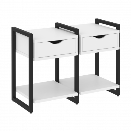 Loft Тумба на регулируемых опорах наборная. Вариант №1 VR.L-TN-1.O Белый бриллиант/Чёрный металл 970*460*719