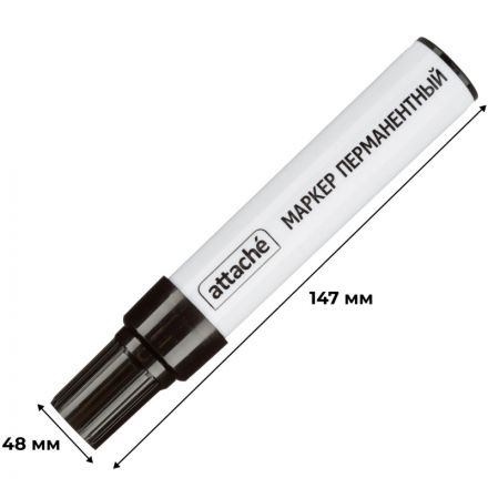 Маркер перманентный ATTACHE чёрный 3-10мм Маркер перманентный ATTACHE чёрный 3-10мм