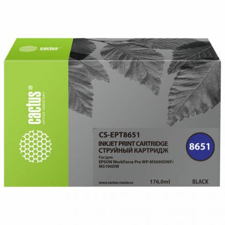 Картридж струйный CACTUS (CS-EPT8651) для Epson WF5190/5690, черный Картридж струйный CACTUS (CS-EPT8651) для Epson WF5190/5690, черный