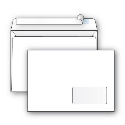 Конверт Ecopost С5 80 г/кв.м белый стрип с правым окном (1000 штук в упаковке)