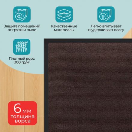 Коврик придверный 40х60 см, КОРИЧНЕВЫЙ, влаго-грязезащитный, 300 г/м2, рубчик, PRIMILA (ПРИМИЛА) STANDARD, 701014 Коврик придверный 40х60 см, КОРИЧНЕВЫЙ, влаго-грязезащитный, 300 г/м2, рубчик, PRIMILA (ПРИМИЛА) STANDARD, 701014