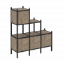 Loft Прямой стеллаж наборный VR.L-12 Тиквуд тёмный/Чёрный металл 1278*446*1458