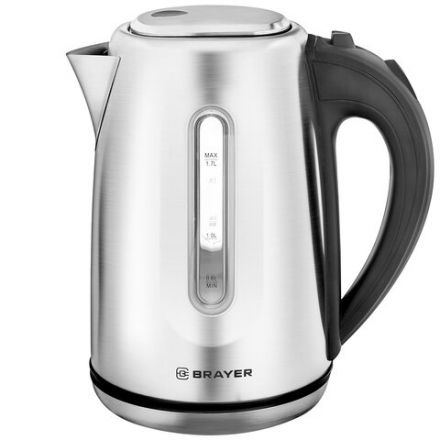 Чайник BRAYER BR1014, 1,7 л, 2200 Вт, закрытый нагревательный элемент, сталь Чайник BRAYER BR1014, 1,7 л, 2200 Вт, закрытый нагревательный элемент, сталь