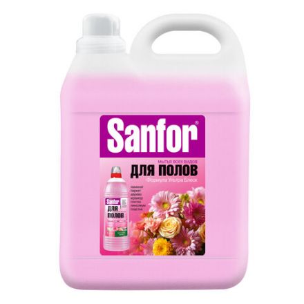 Средство для мытья пола 5 л, SANFOR "Цветочный фреш", "ультраблеск", 17524 Средство для мытья пола 5 л, SANFOR "Цветочный фреш", "ультраблеск", 17524
