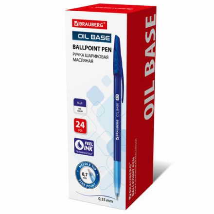 Ручка шариковая масляная BRAUBERG "Oil Base", СИНЯЯ, корпус синий, узел 0,7 мм, линия письма 0,35 мм, 141634 Ручка шариковая масляная BRAUBERG "Oil Base", СИНЯЯ, корпус синий, узел 0,7 мм, линия письма 0,35 мм, 141634