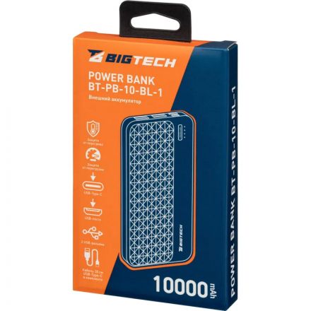 Внешний аккумулятор BigTech (BT-PB-10-BL-1) 10000 mAh черный Внешний аккумулятор BigTech (BT-PB-10-BL-1) 10000 mAh черный