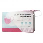 Маска медицинская 3-х сл., резинка, розовая, картон 100шт/уп Маска медицинская 3-х сл., резинка, розовая, картон 100шт/уп