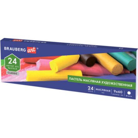 Пастель масляная художественная BRAUBERG ART CLASSIC, 24 цвета, круглое сечение, 181448 Пастель масляная художественная BRAUBERG ART CLASSIC, 24 цвета, круглое сечение, 181448