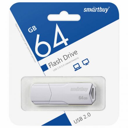Флеш-диск 64 GB SMARTBUY Clue, USB 2.0, белый, SB64GBCLU-W Флеш-диск 64 GB SMARTBUY Clue, USB 2.0, белый, SB64GBCLU-W