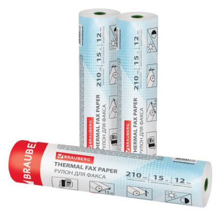 Рулон для факса 210 мм (диаметр 35 мм, длина 15 м, втулка 12 мм), BRAUBERG, 110377 Рулон для факса 210 мм (диаметр 35 мм, длина 15 м, втулка 12 мм), BRAUBERG, 110377