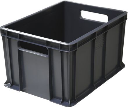 Ящик 400х300х230 сплошной, с ручками  чёрный