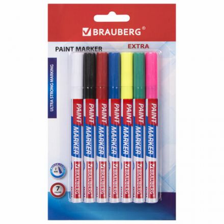 Маркер-краска лаковый EXTRA (paint marker) 2 мм, НАБОР 7 цветов, УСИЛЕННАЯ НИТРО-ОСНОВА, BRAUBERG, 151996 Маркер-краска лаковый EXTRA (paint marker) 2 мм, НАБОР 7 цветов, УСИЛЕННАЯ НИТРО-ОСНОВА, BRAUBERG, 151996