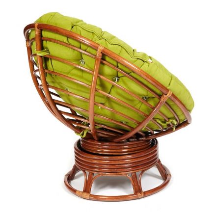Кресло-качалка Папасан/Papasan (W 23/01 B) /с подушкой/ 115х78х104см, пекан орех, флок олива, 23