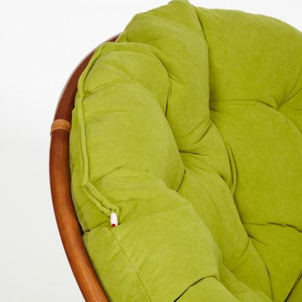 Кресло-качалка Папасан/Papasan (W 23/01 B) /с подушкой/ 115х78х104см, пекан орех, флок олива, 23