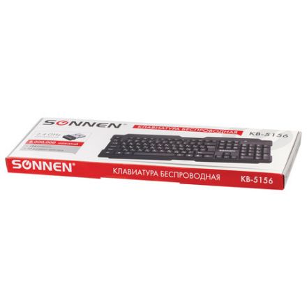Клавиатура беспроводная SONNEN KB-5156, USB, 104 клавиши, 2,4 Ghz, черная, 512654 Клавиатура беспроводная SONNEN KB-5156, USB, 104 клавиши, 2,4 Ghz, черная, 512654