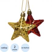 Украшение Новогоднее подвесное Звезда, 2 шт зол/красн 6,5x6,5x2,5см 91068 Украшение Новогоднее подвесное Звезда, 2 шт зол/красн 6,5x6,5x2,5см 91068