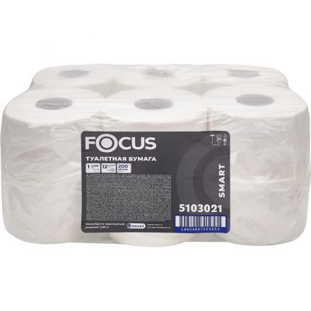 Бумага туалетная д/дисп Focus SMART 1сл 200м 12рул/уп_5103021 Бумага туалетная д/дисп Focus SMART 1сл 200м 12рул/уп_5103021