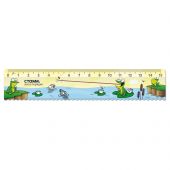 Линейка 15см СТАММ "Лягушки", пластиковая, с волнистым краем, европодвес Линейка 15см СТАММ "Лягушки", пластиковая, с волнистым краем, европодвес